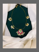 White stone and Ruby Small Chand bail in Kundan - KN00213